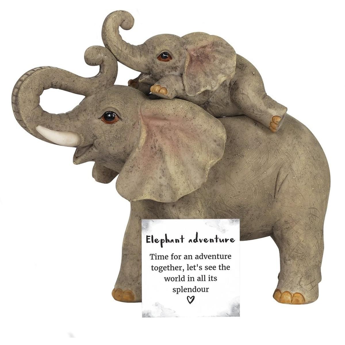 Mini Elephant Mother and Baby Ornament - Grey – image 2