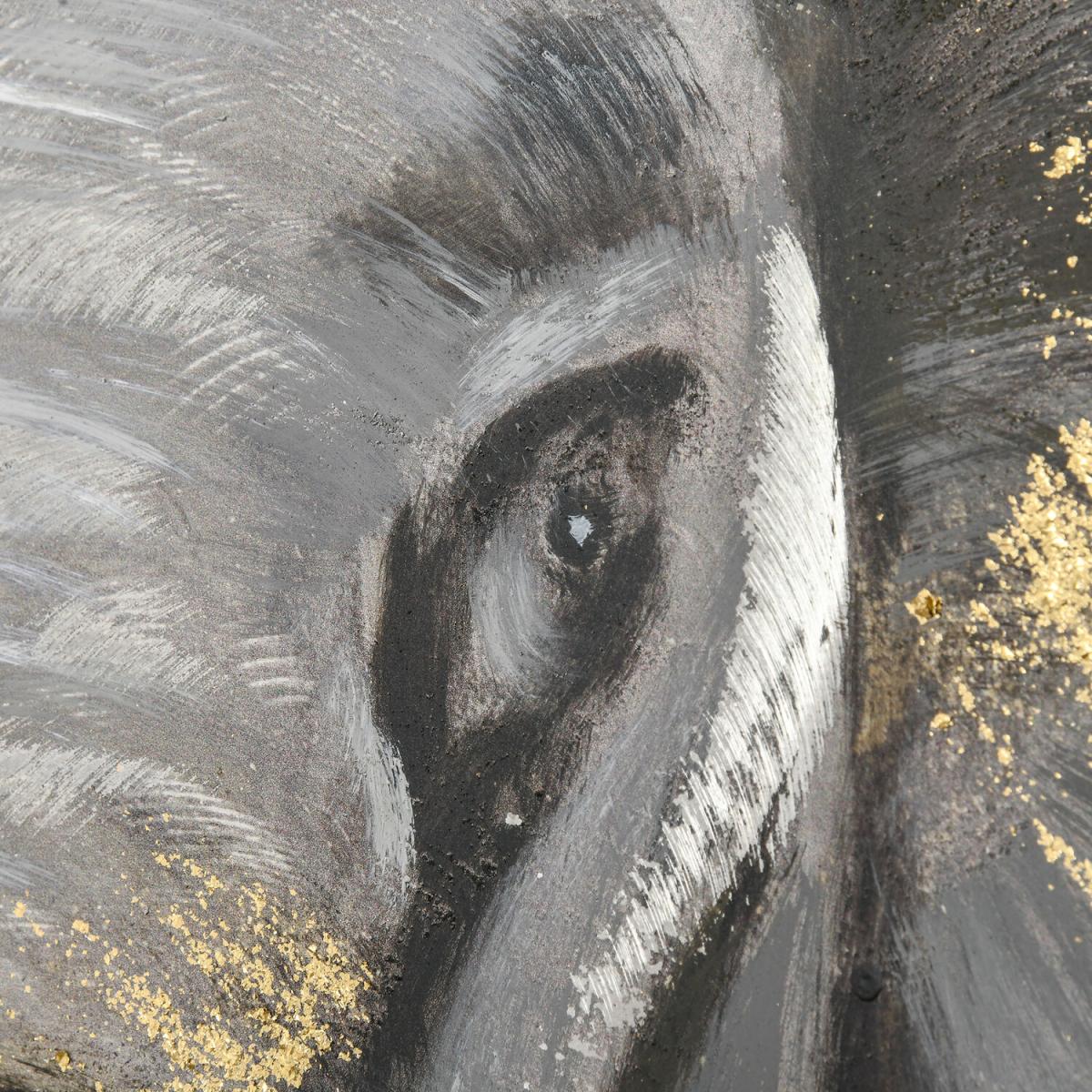 Hand-Painted Metal Canvas Wall Art Grey African Elephant - Gold, Grey – image 4