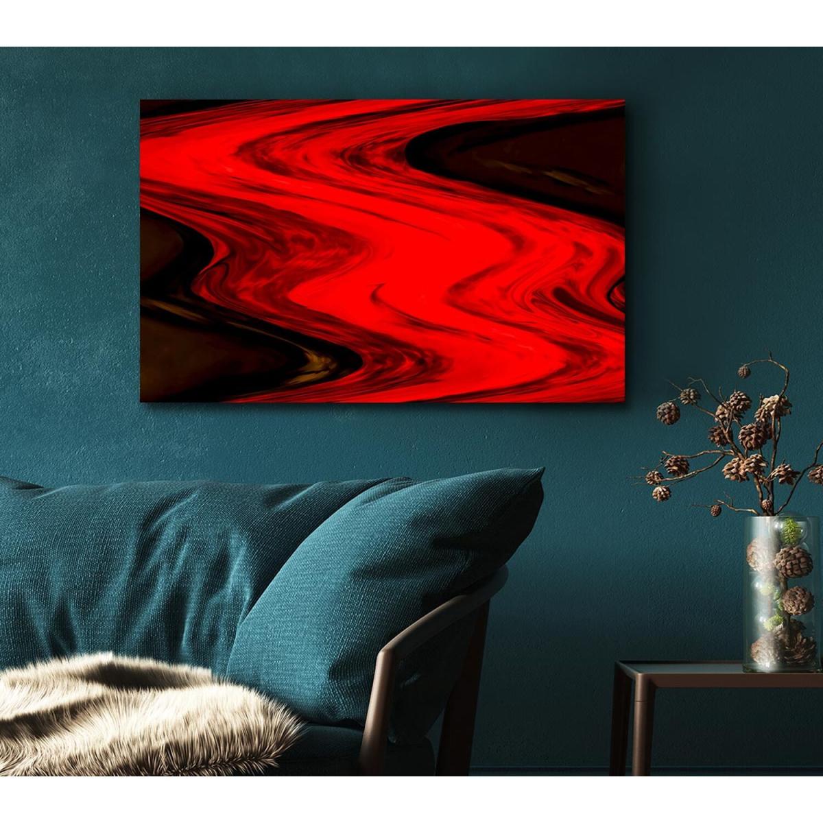 Red Lava River Canvas Print Wall Art - Yellow / 50.8cm – image 4