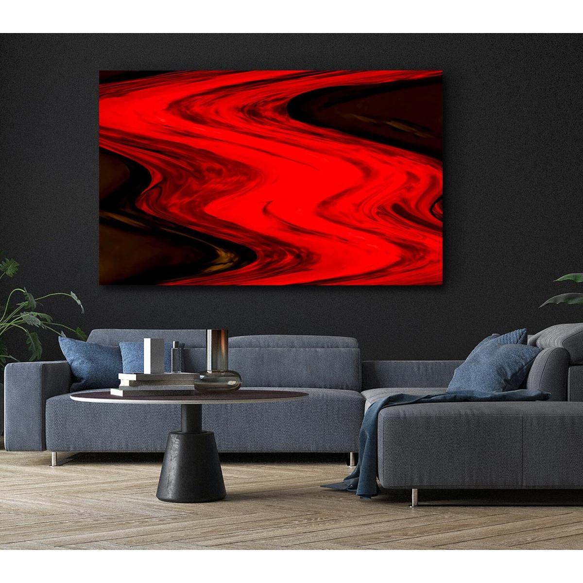 Red Lava River Canvas Print Wall Art - Yellow / 50.8cm – image 5