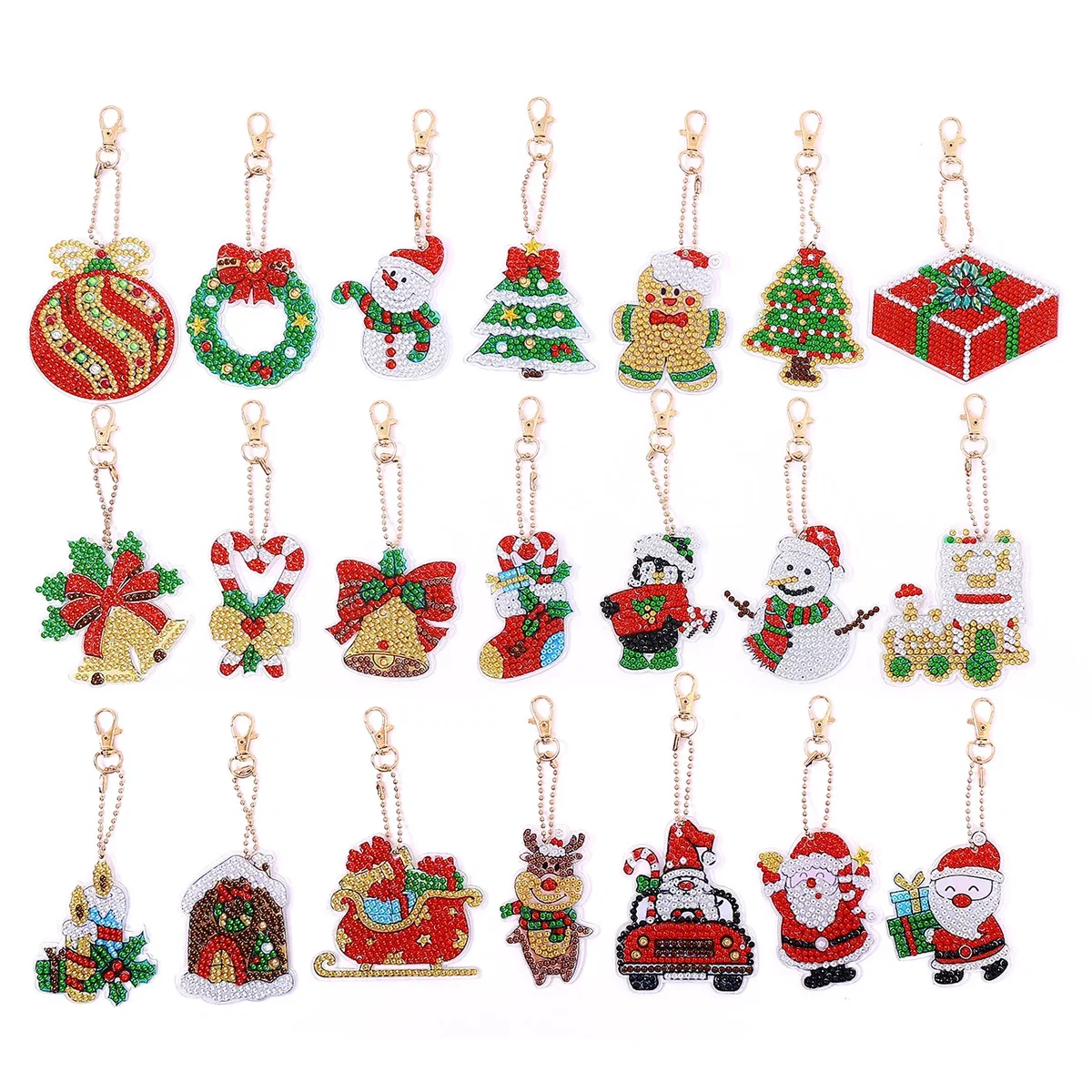 Pack of 21 Christmas Keyrings Diamond Painting Kit – Diamond Art for Adults – image 2