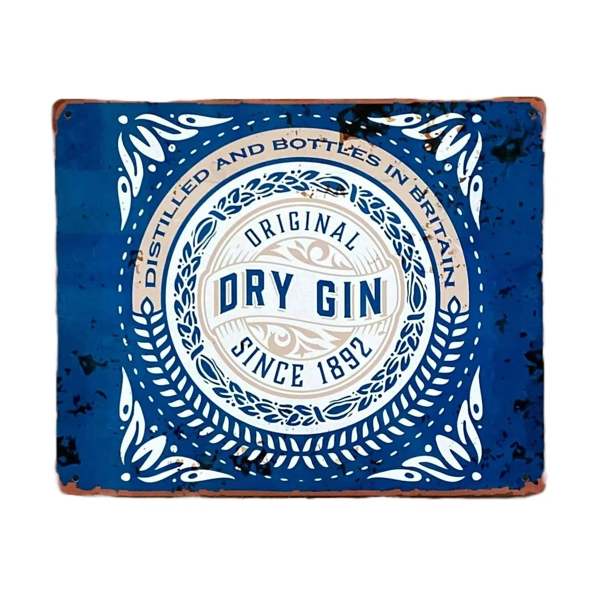 Metal Sign Plaque Dry Gin Bar - Blue