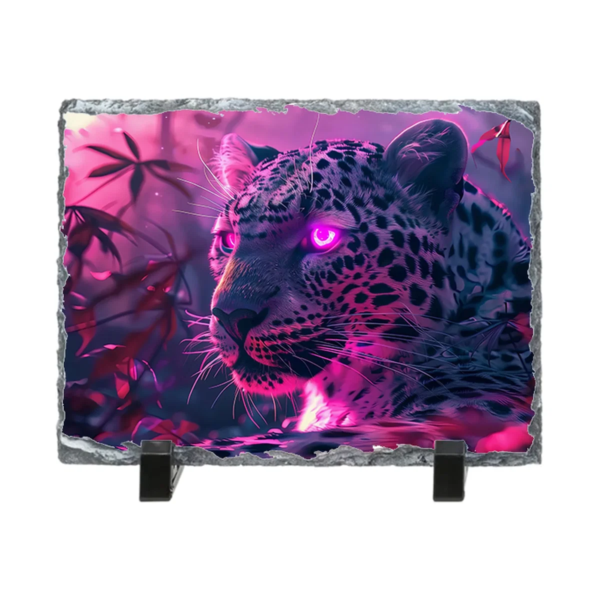 Pink Neon Leopard Photo Rock Slate - Slate