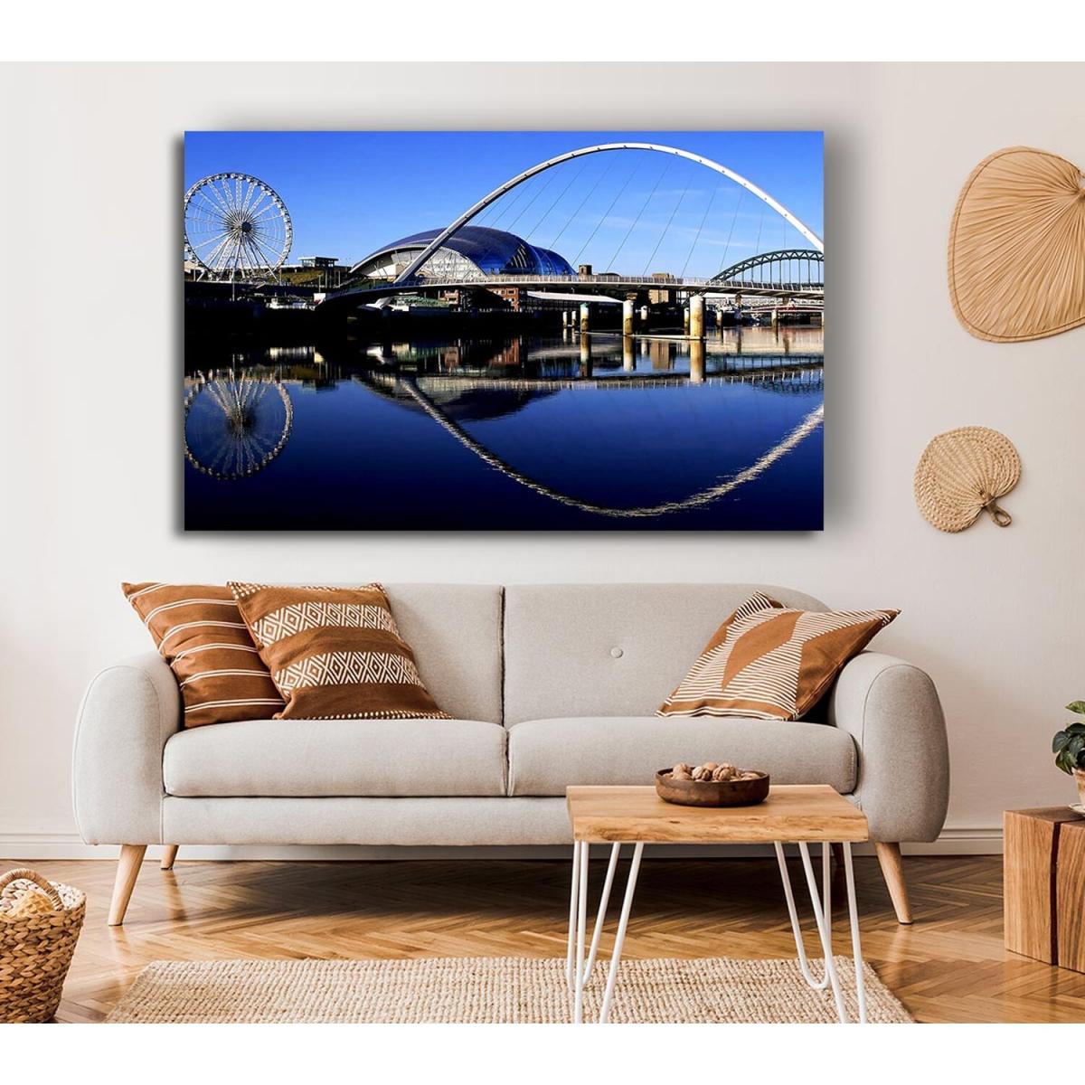 Millennium Bridge Newcastle England Canvas Print Wall Art - Yellow / 35.56cm – image 4