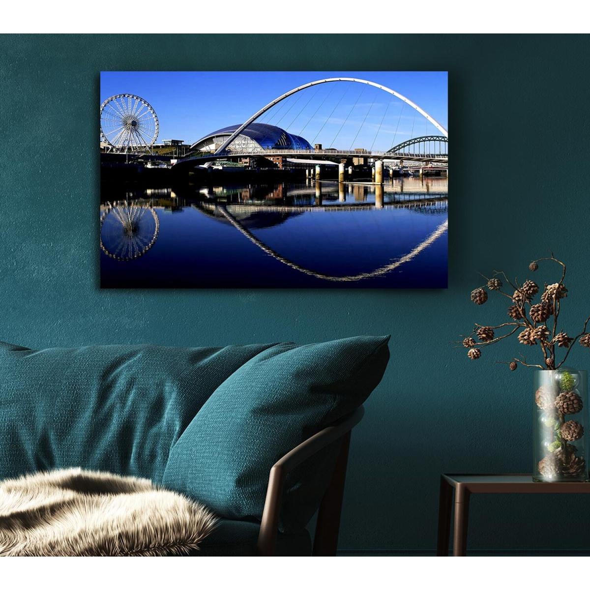 Millennium Bridge Newcastle England Canvas Print Wall Art - Yellow / 35.56cm – image 5