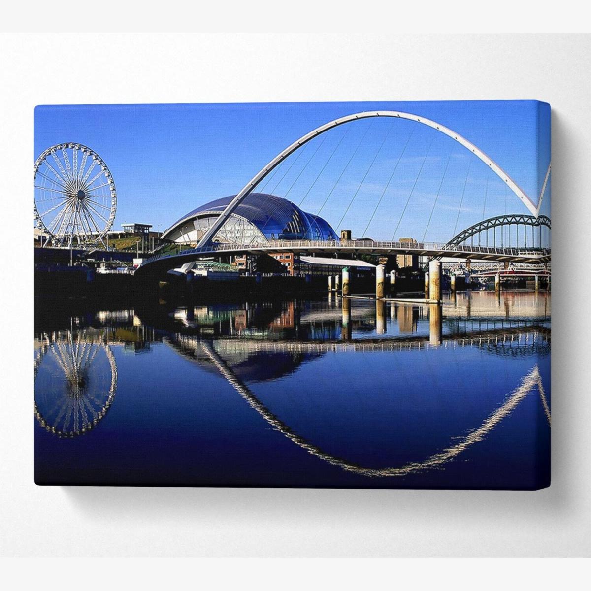 Millennium Bridge Newcastle England Canvas Print Wall Art - Yellow / 35.56cm – image 1