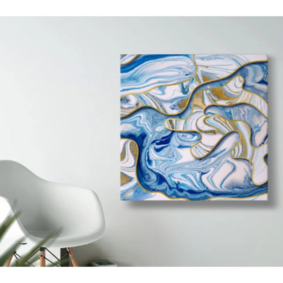 Blue and Gold Swirls Canvas - Blue – image 2