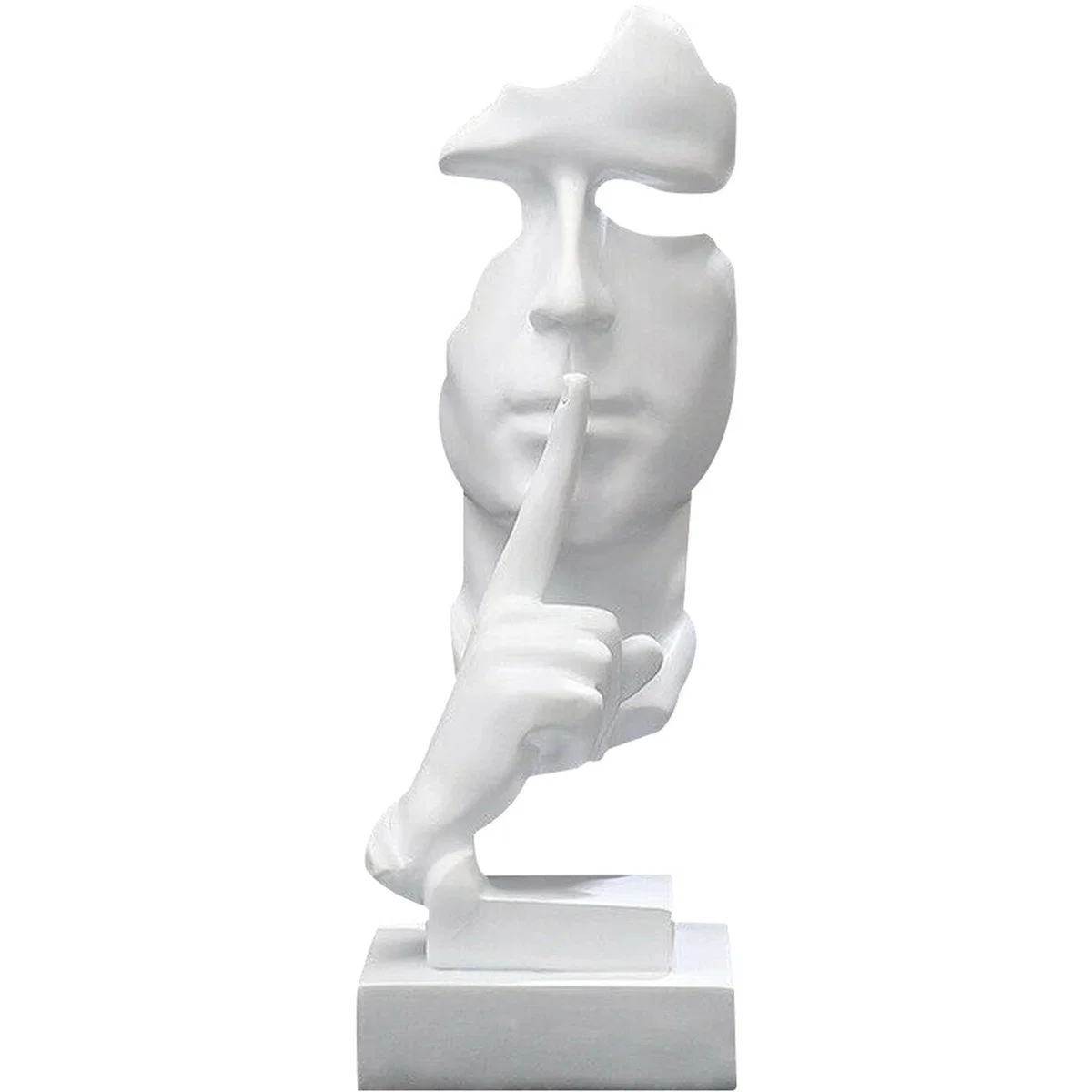 Abstract Silence is Gold Resin Thinker Statue - White – image 3