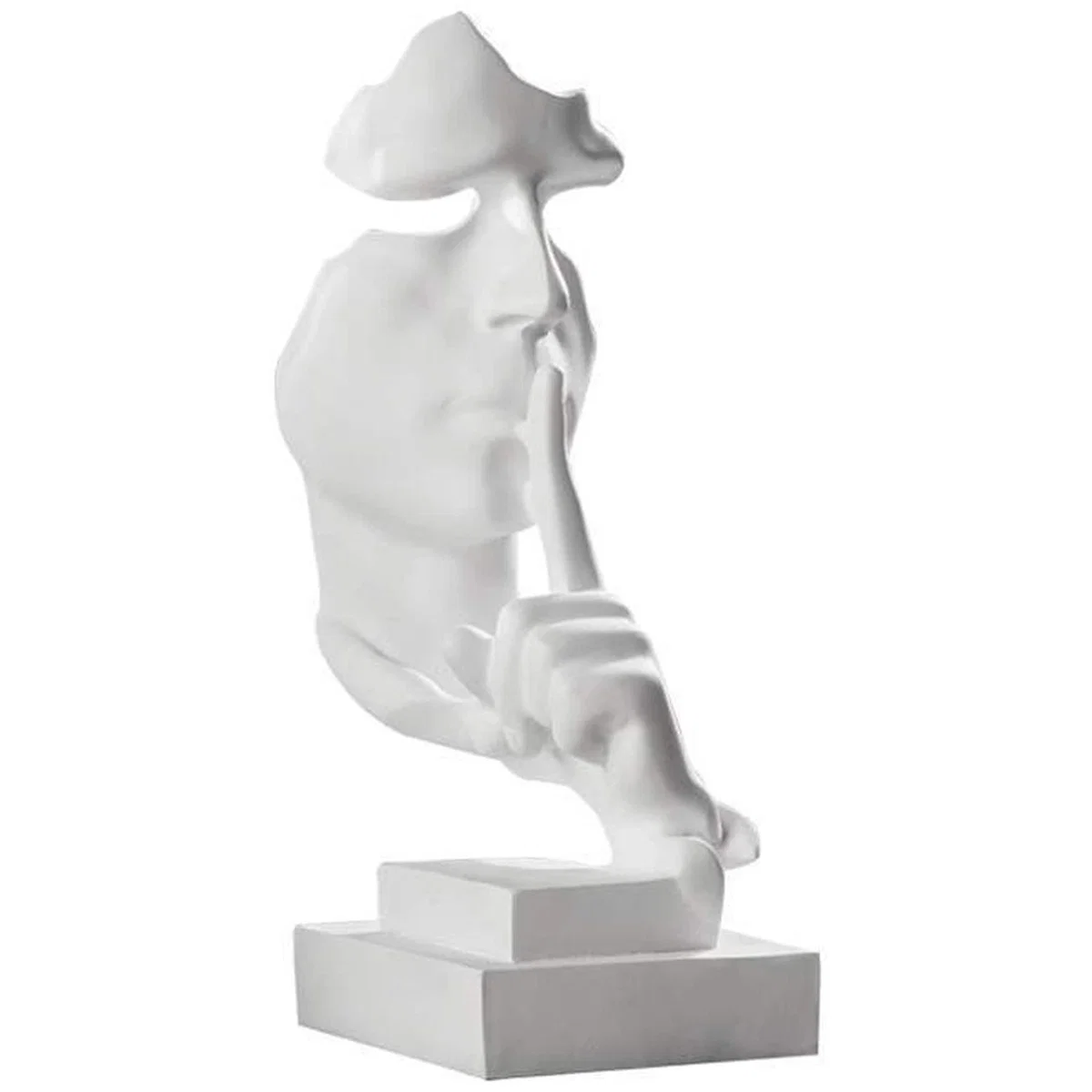 Abstract Silence is Gold Resin Thinker Statue - White – image 4