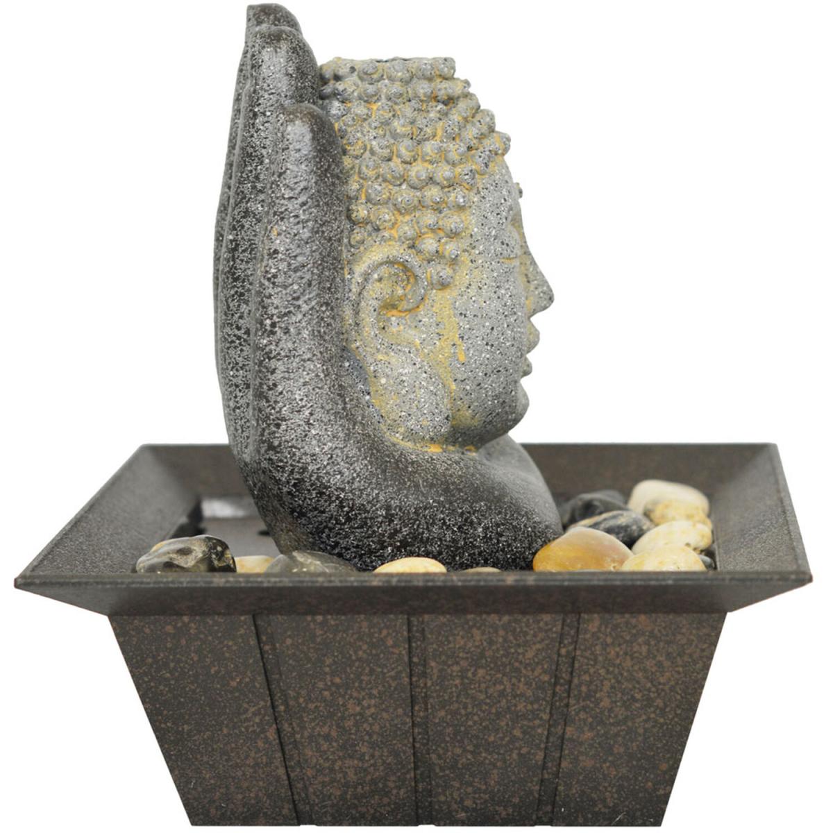 Buddha and Hand Tabletop Indoor Fountain  Water Feature with Pebbles - Grey – image 2