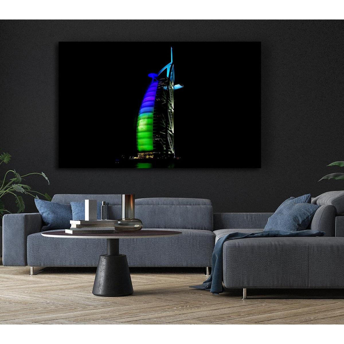Dubai Building Green Blue Canvas Print Wall Art - Yellow / 101.6cm – image 5