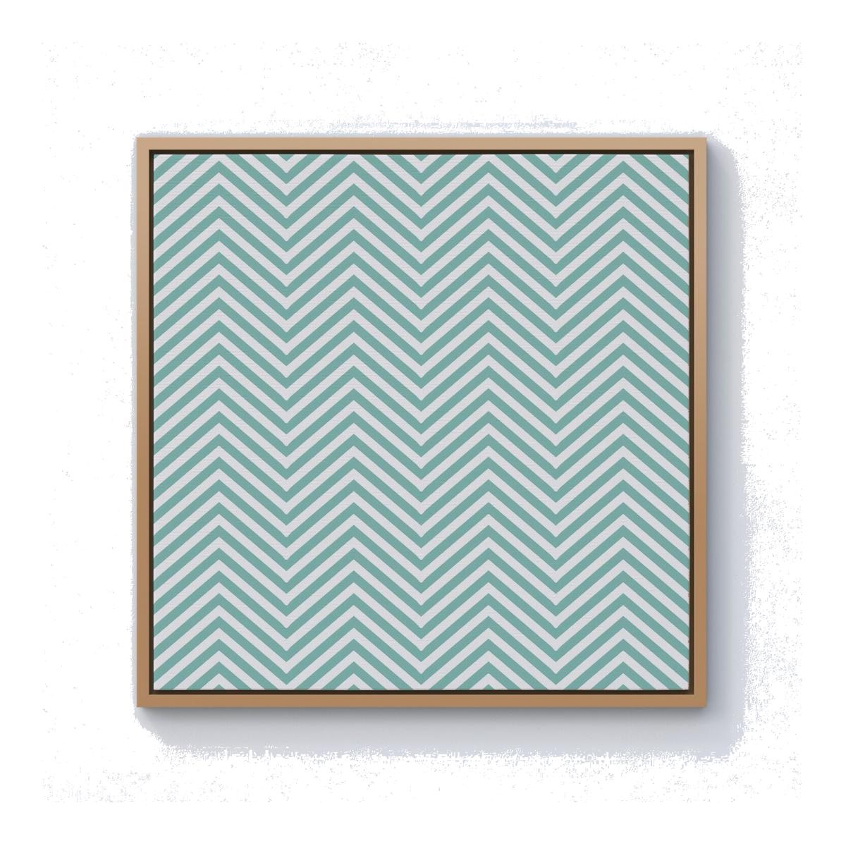 Geometric Chevron Pattern Canvas Print - Green / 25.4cm / Pine Frame