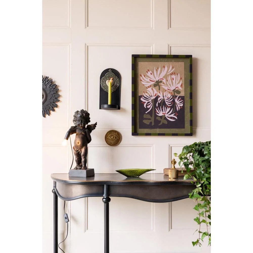 Expressionist-Style Flowers Print With Striped Frame – image 2
