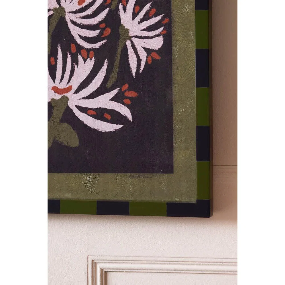 Expressionist-Style Flowers Print With Striped Frame – image 4