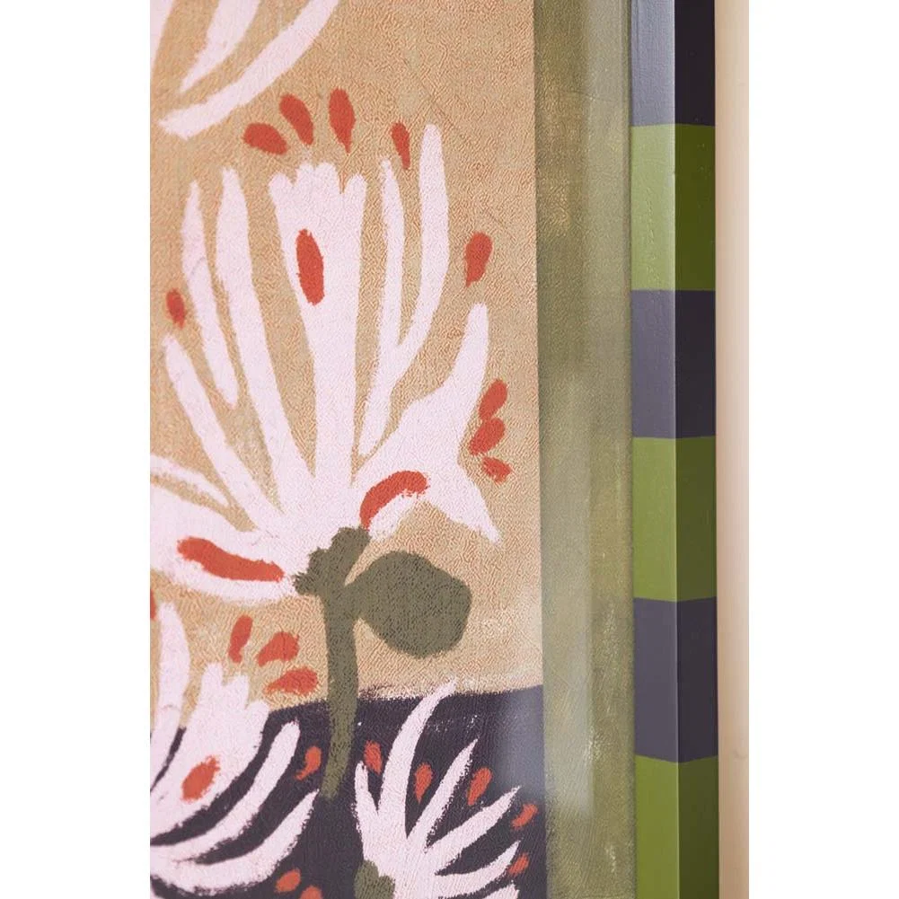 Expressionist-Style Flowers Print With Striped Frame – image 6