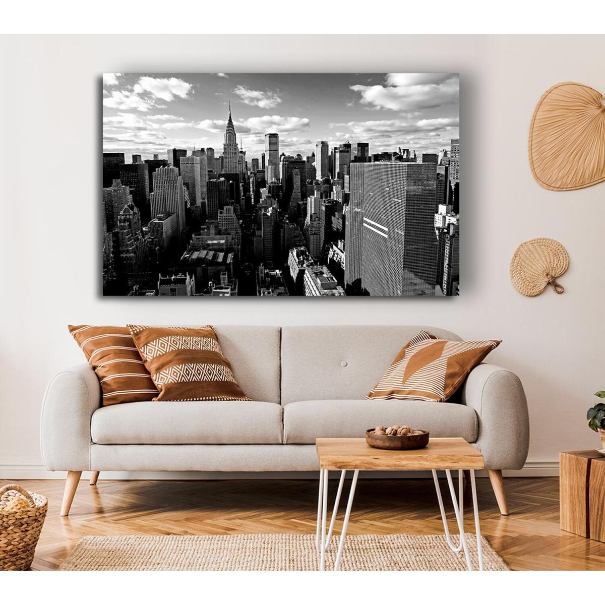 Chicago City View B n W Canvas Print Wall Art - Yellow / 101.6cm – image 3