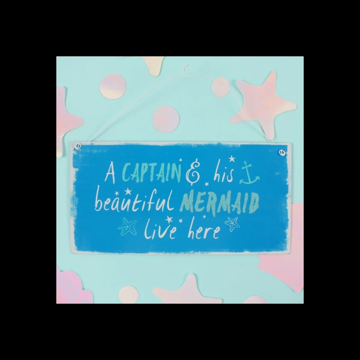 Captain & Mermaid Wall Sign Glitter Plaque for Couples & Gift - Blue – image 2