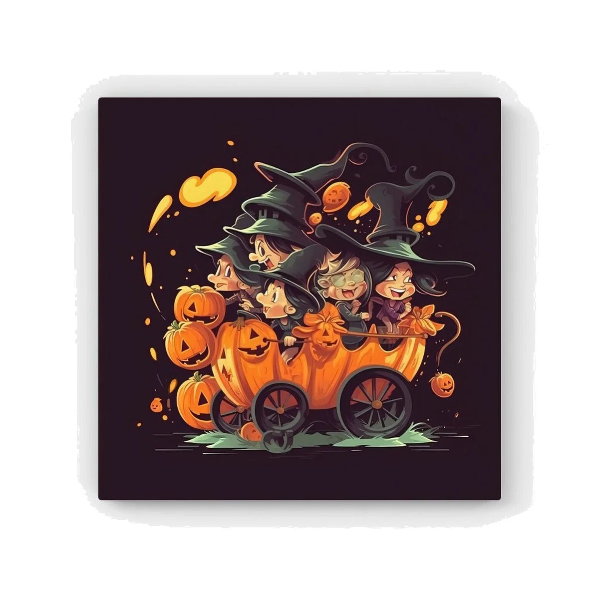 Magical Pumpkin Carriage HD Metal Print - Orange / 30cm
