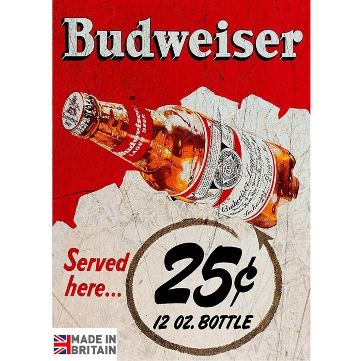 Small Metal Sign Budweiser Beer - Red – image 2