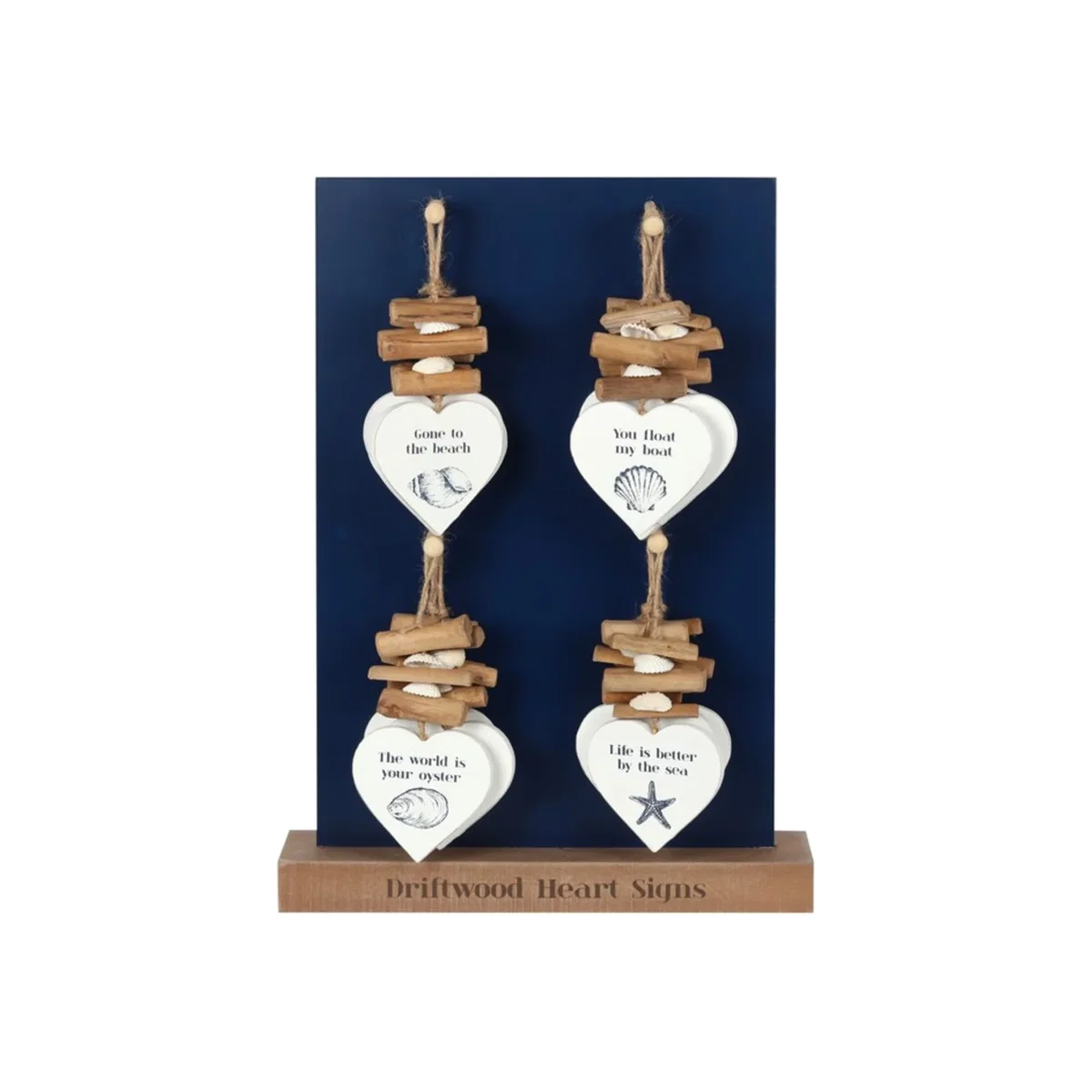 Coastal Charm Driftwood Heart Sign Set of 20 Counter Display - White