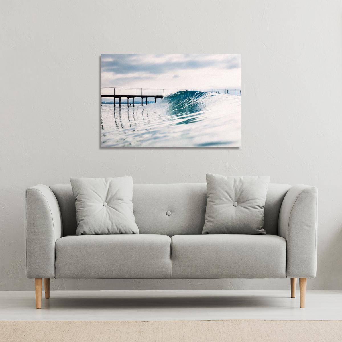 Ocean ideal wave in ocean. Breaking blue waves Canvas Print - Blue / 152cm / 101cm – image 1