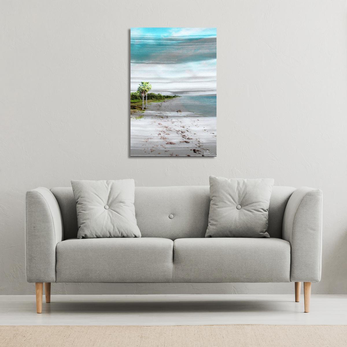 'Gold S and B Beach' Graphic Art Wrapped on Canvas - Blue / 112cm – image 3