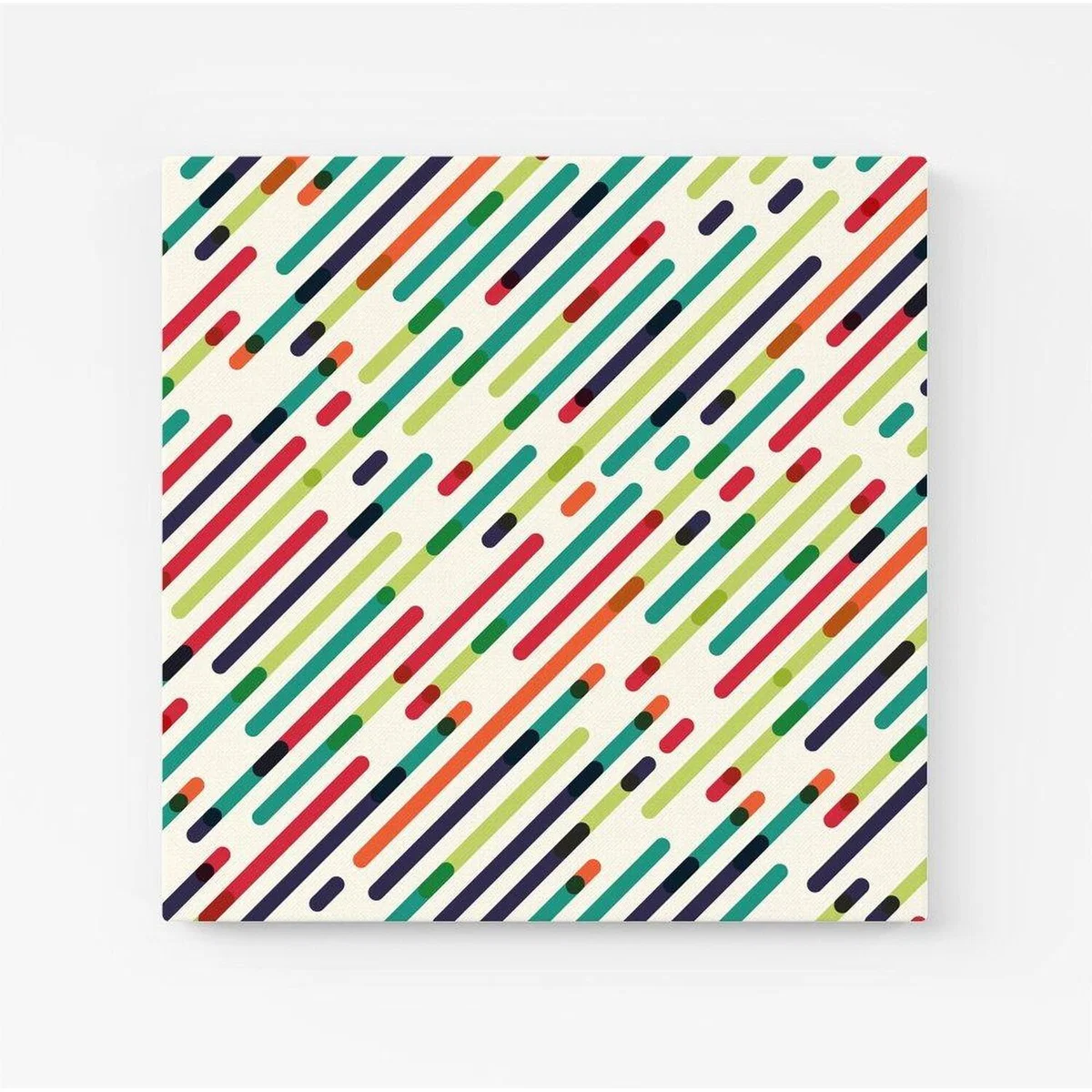 Coloured Diagonal Abstract Pattern Canvas Print - Green – image 2