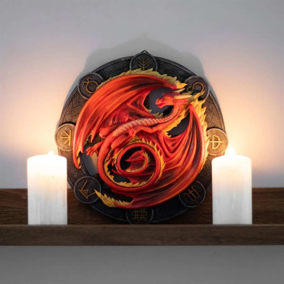 Anne Stokes Beltane Dragon Resin Wall Plaque 3D Mabon - Red – image 2