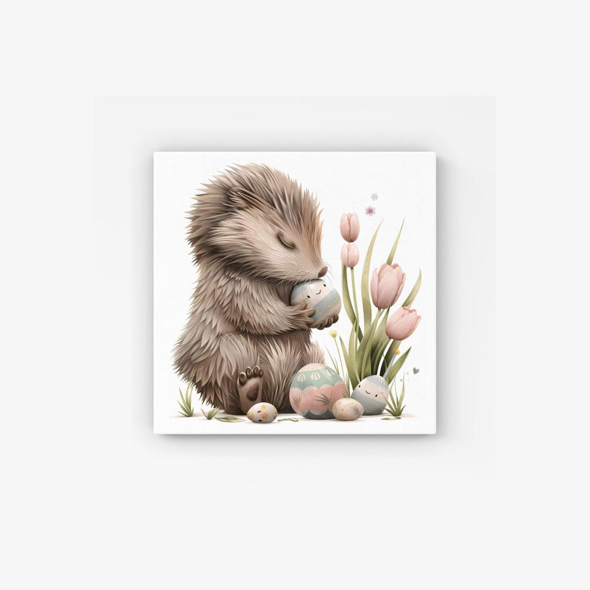 Easter Egg Porcupine HD Metal Print - Neutral / 56cm