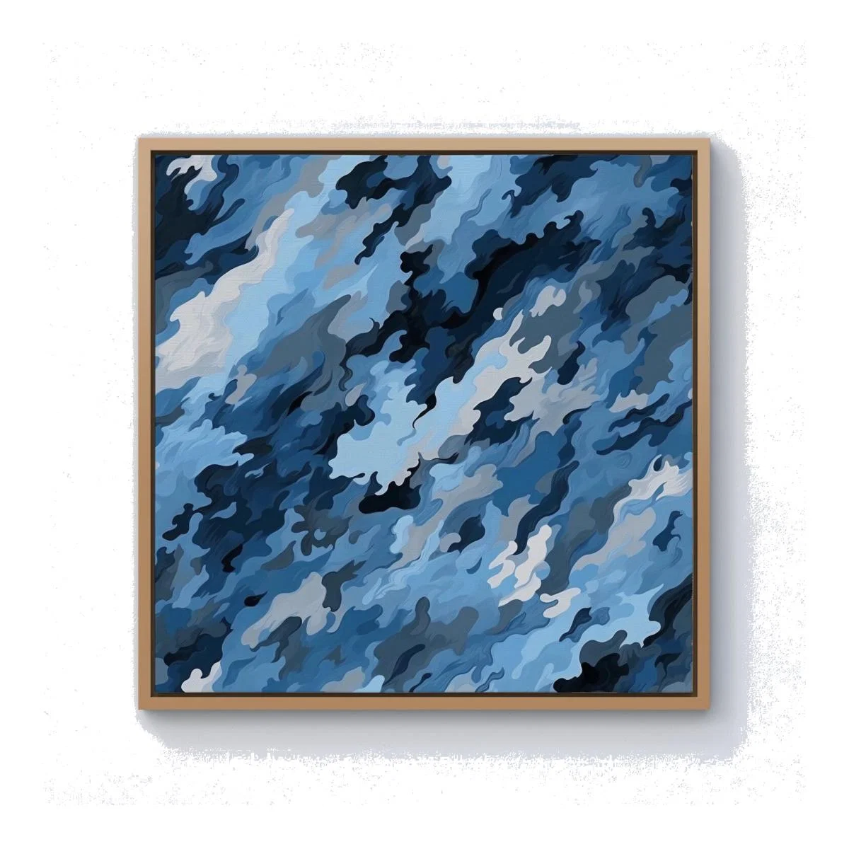 Blue And Grey Canvas Brushstrokes Canvas Print - Blue / Pine Frame / 25.4cm