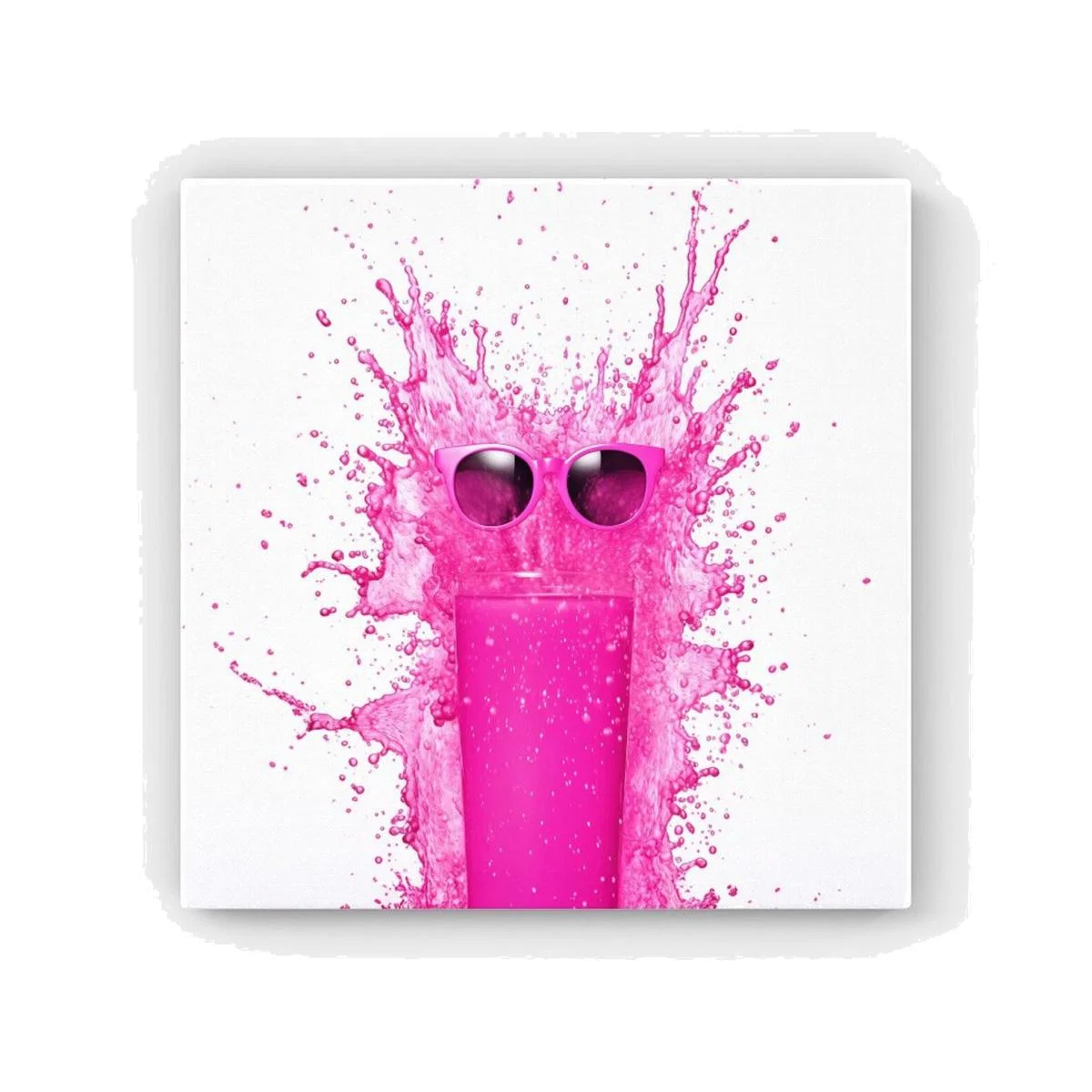 Pink Splashart Glass With Glasses Canvas Print - Pink / 76.2cm