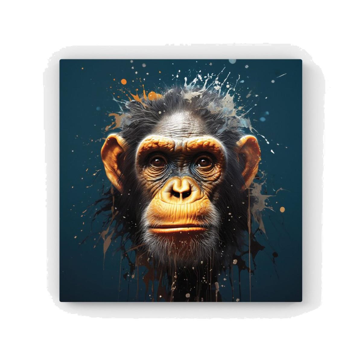 Splashart Realistic Monkey Face HD Metal Print - Brown / 30cm
