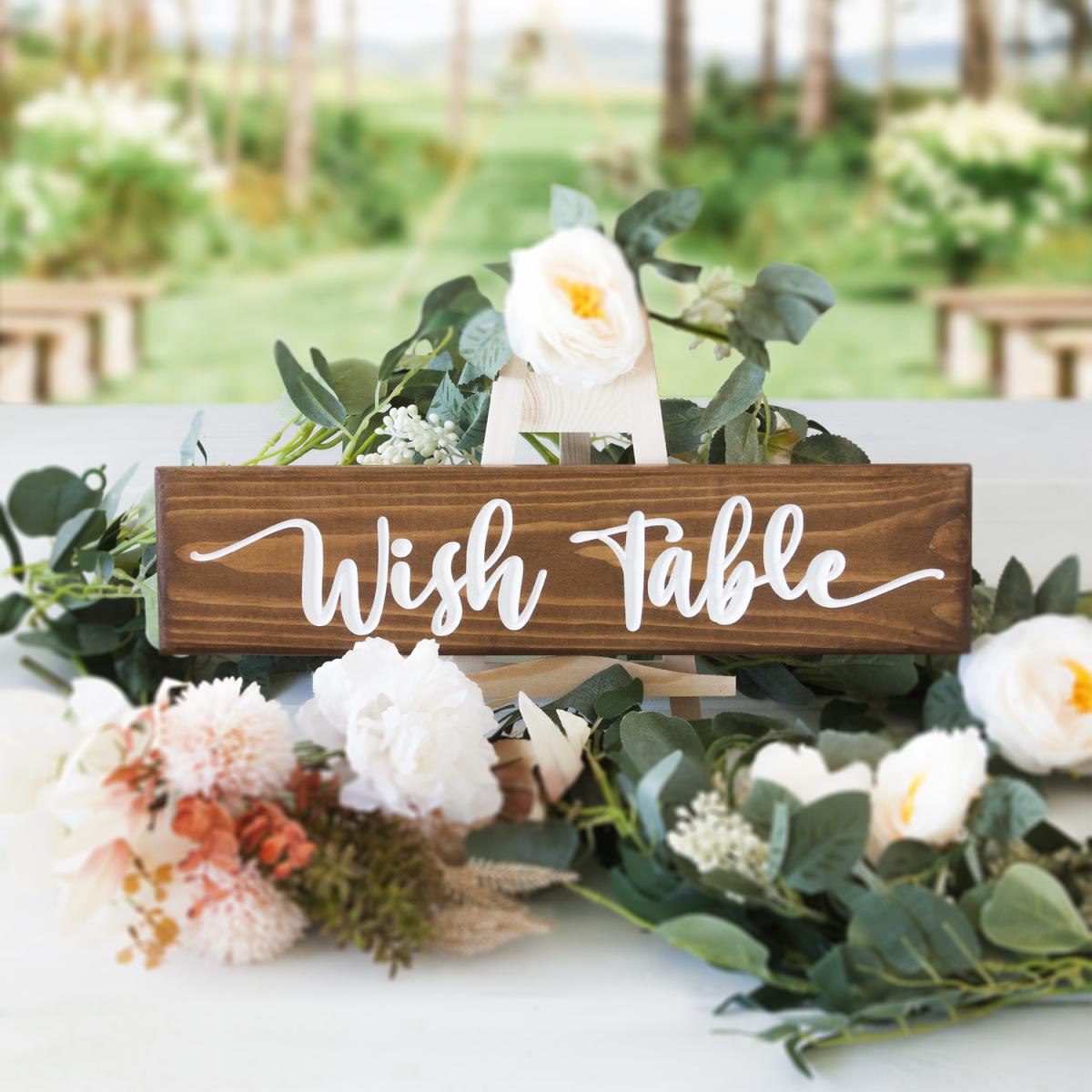 Engraved Wooden Wish Table Sign - Brown – image 2