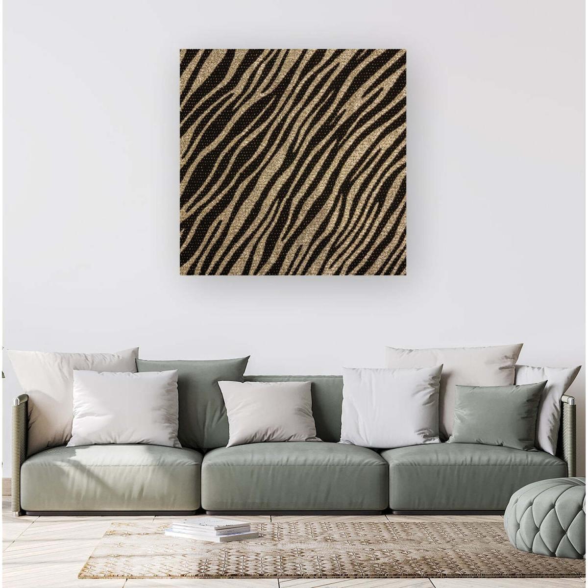Golden Zebra Print Canvas Print - Brown / Large – image 2