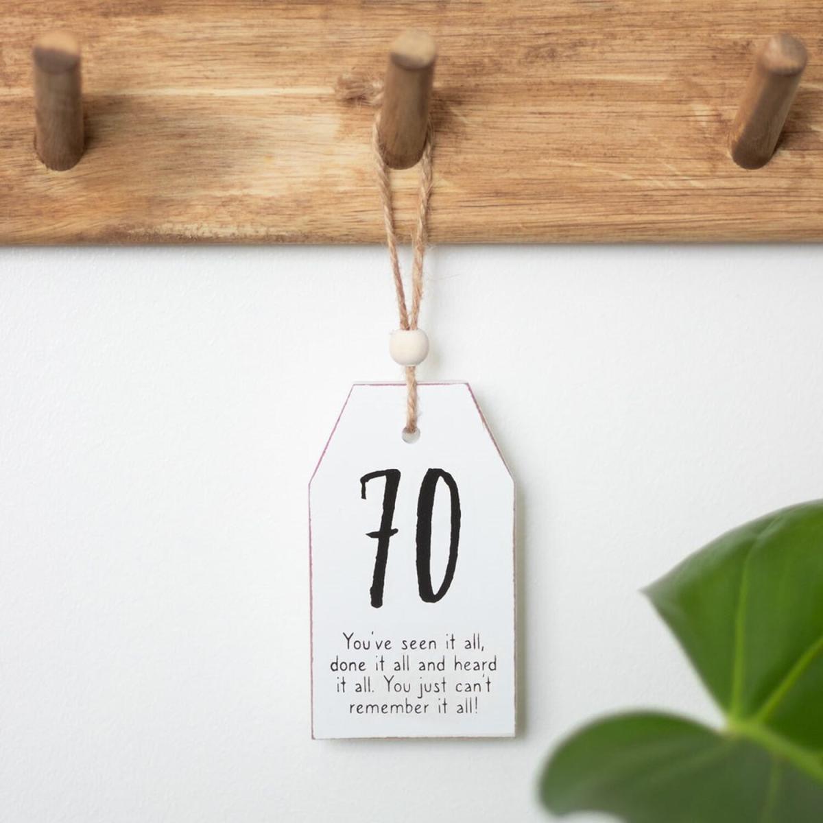 Small Hanging Tag Sentiment Sign - 70th Birthday – image 1