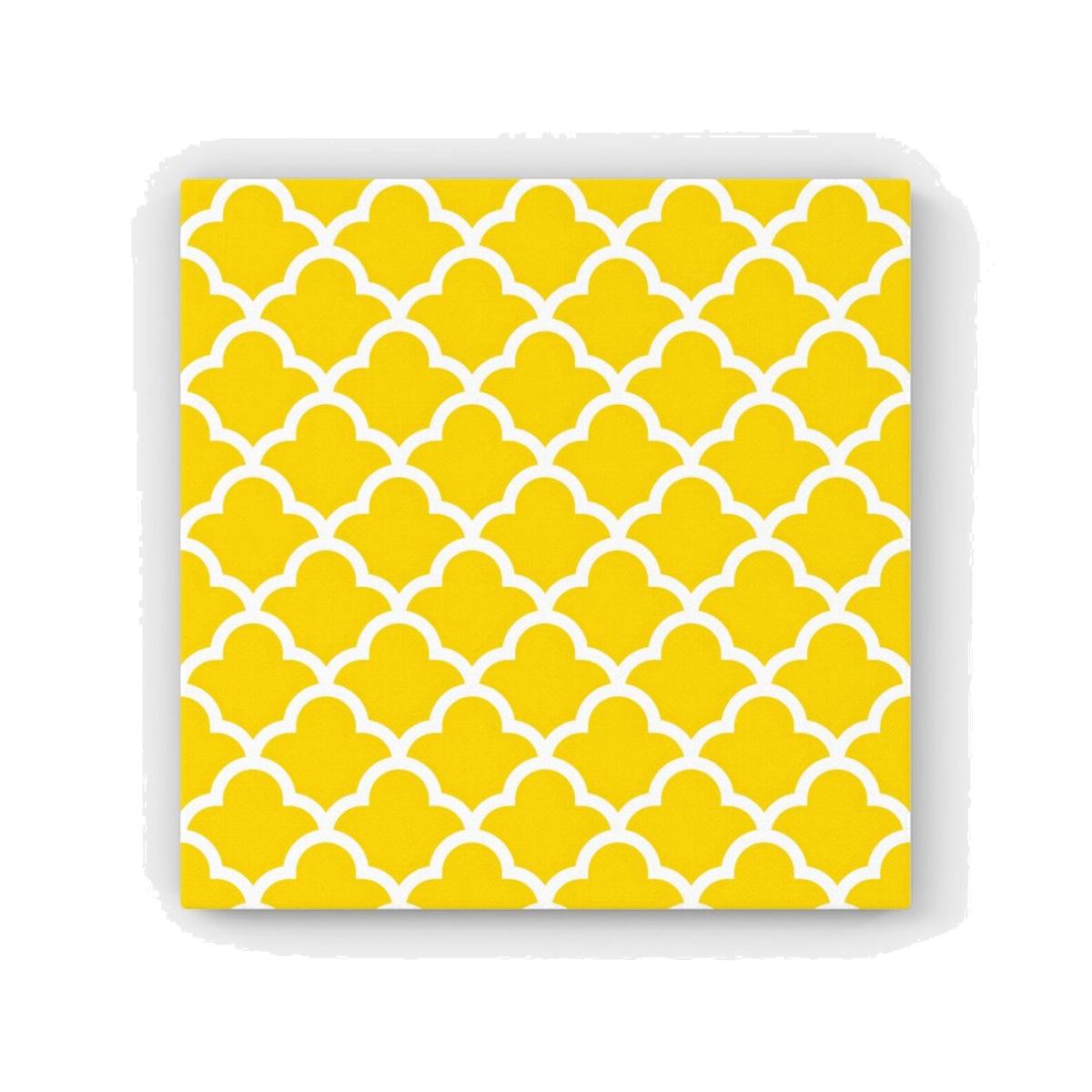 Geometric Yellow Quatrefoil Wave HD Metal Print - Yellow / 30cm