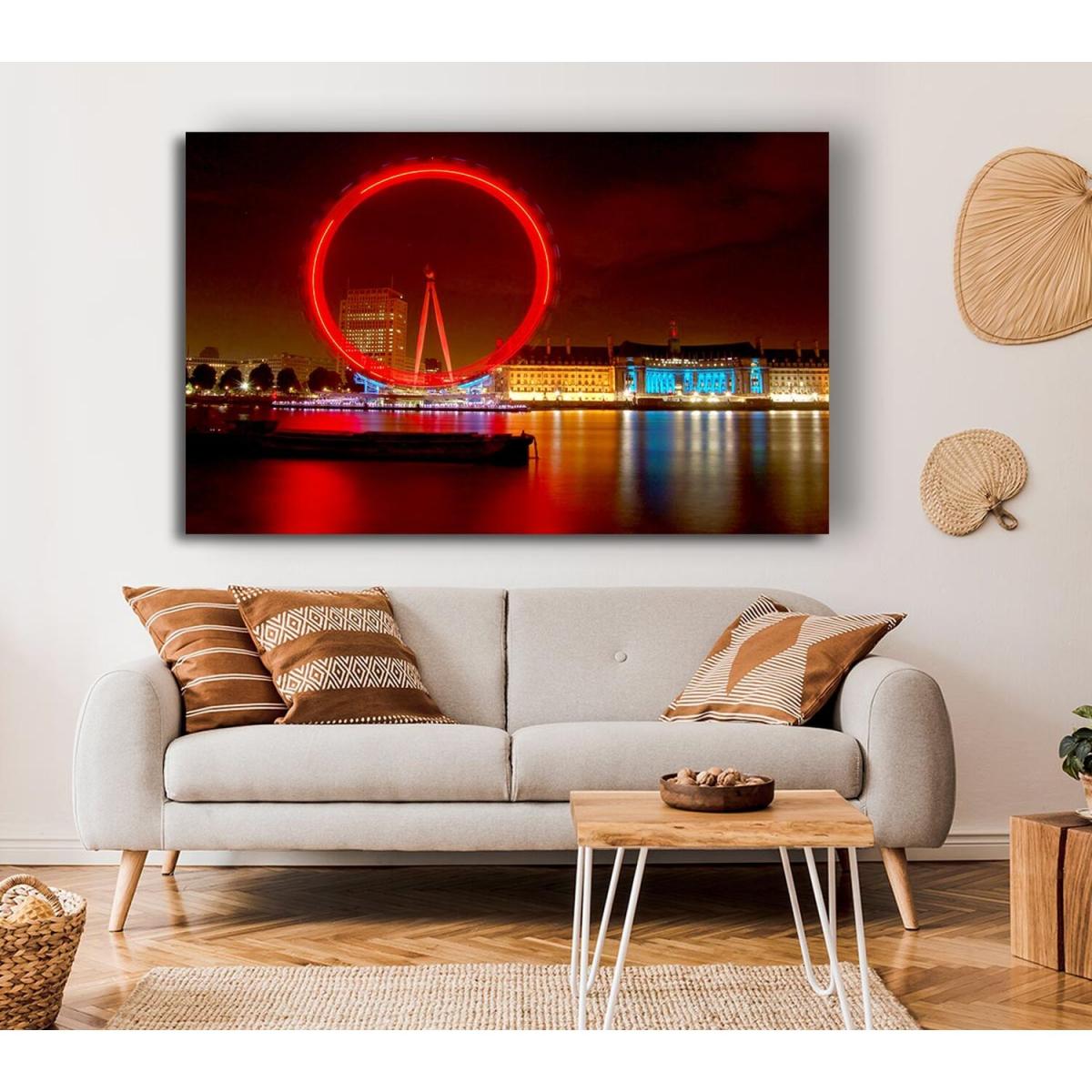 London Eye From Victoria Embankment Canvas Print Wall Art - Yellow / 35.56cm – image 3