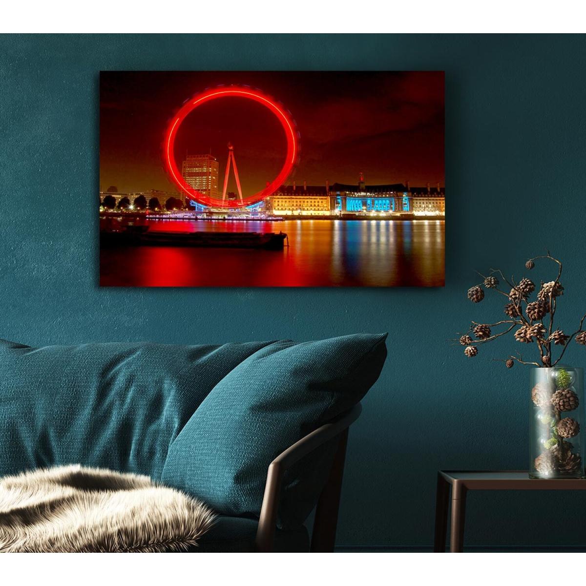 London Eye From Victoria Embankment Canvas Print Wall Art - Yellow / 35.56cm – image 4