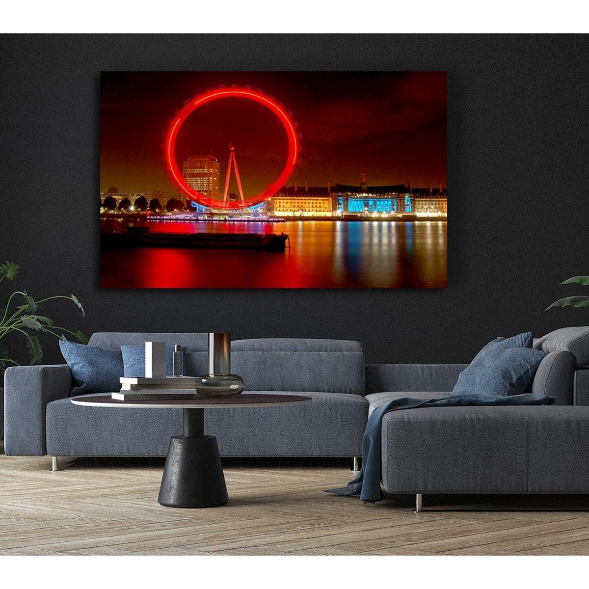 London Eye From Victoria Embankment Canvas Print Wall Art - Yellow / 35.56cm – image 5