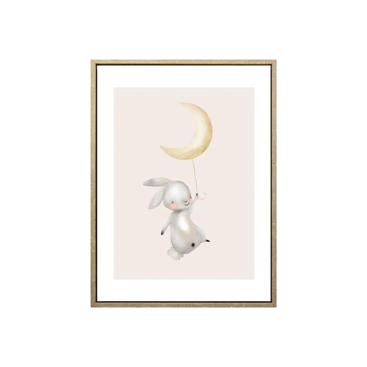 Cute Bunny Floating Moon Canvas