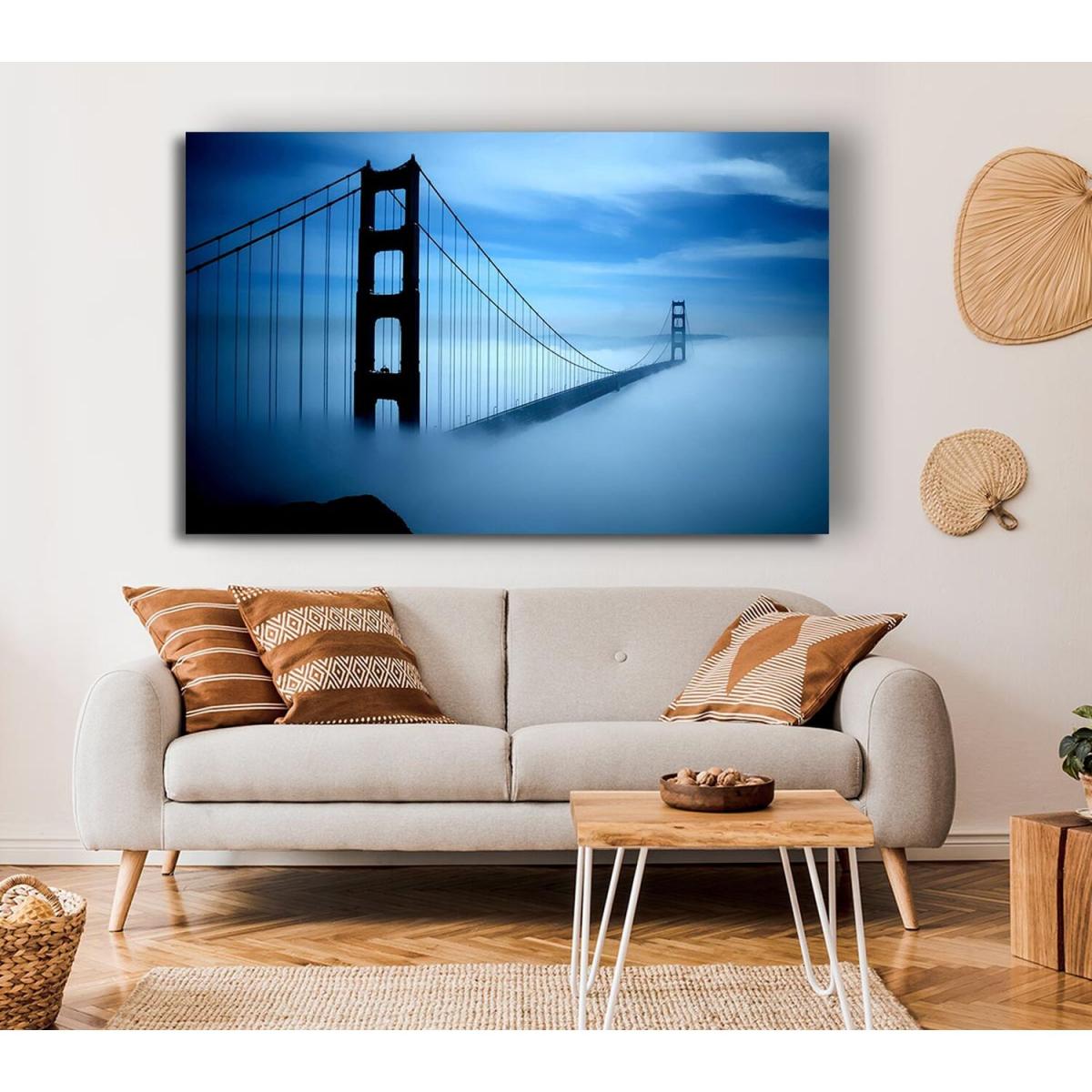 Golden Gate Bridge Fog Canvas Print Wall Art - Yellow / 50.8cm – image 4