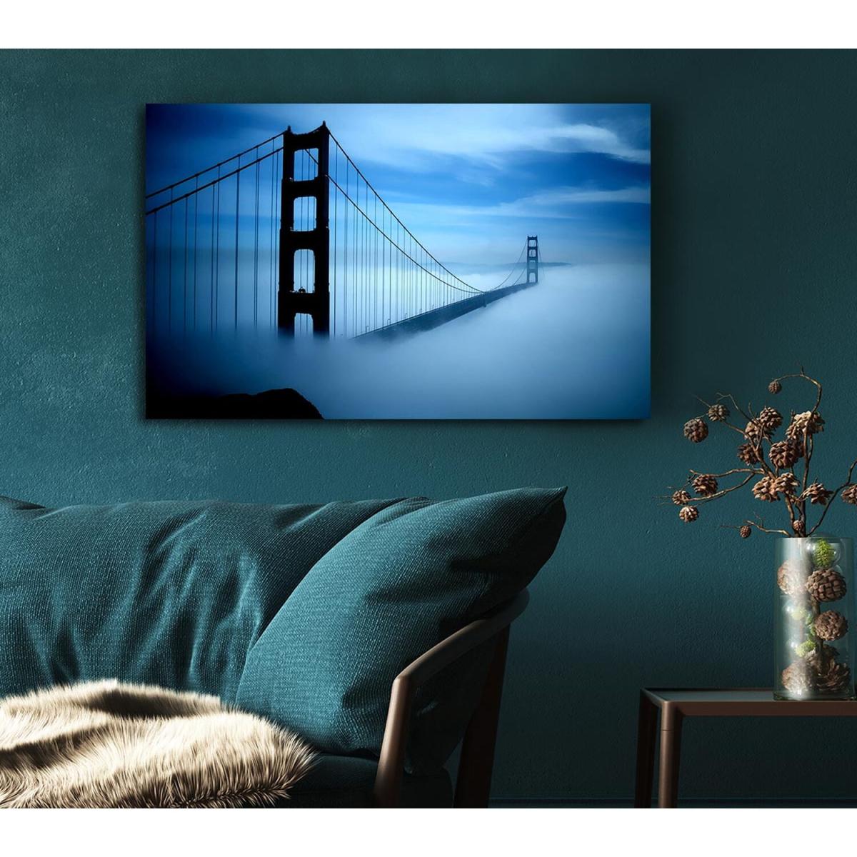 Golden Gate Bridge Fog Canvas Print Wall Art - Yellow / 50.8cm – image 5