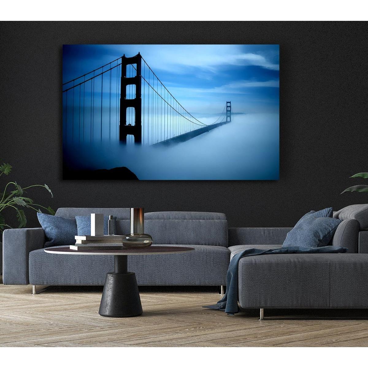 Golden Gate Bridge Fog Canvas Print Wall Art - Yellow / 50.8cm – image 6