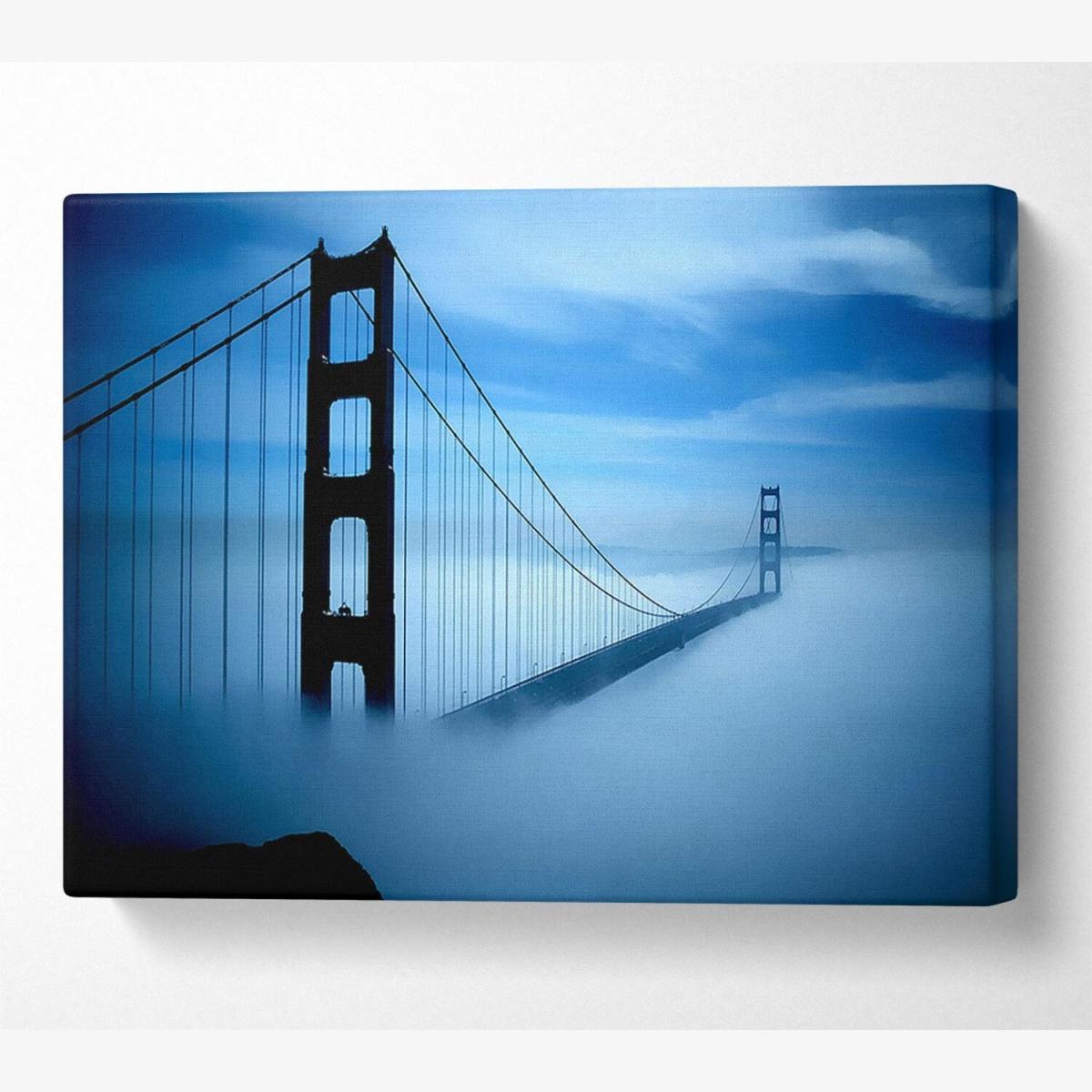 Golden Gate Bridge Fog Canvas Print Wall Art - Yellow / 50.8cm – image 1