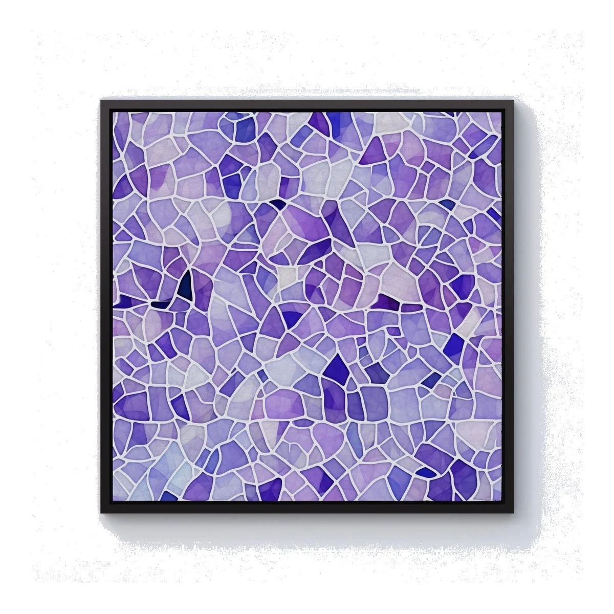Purple and White Mosaic Design Canvas Print - Purple / 25.4cm / Black Frame