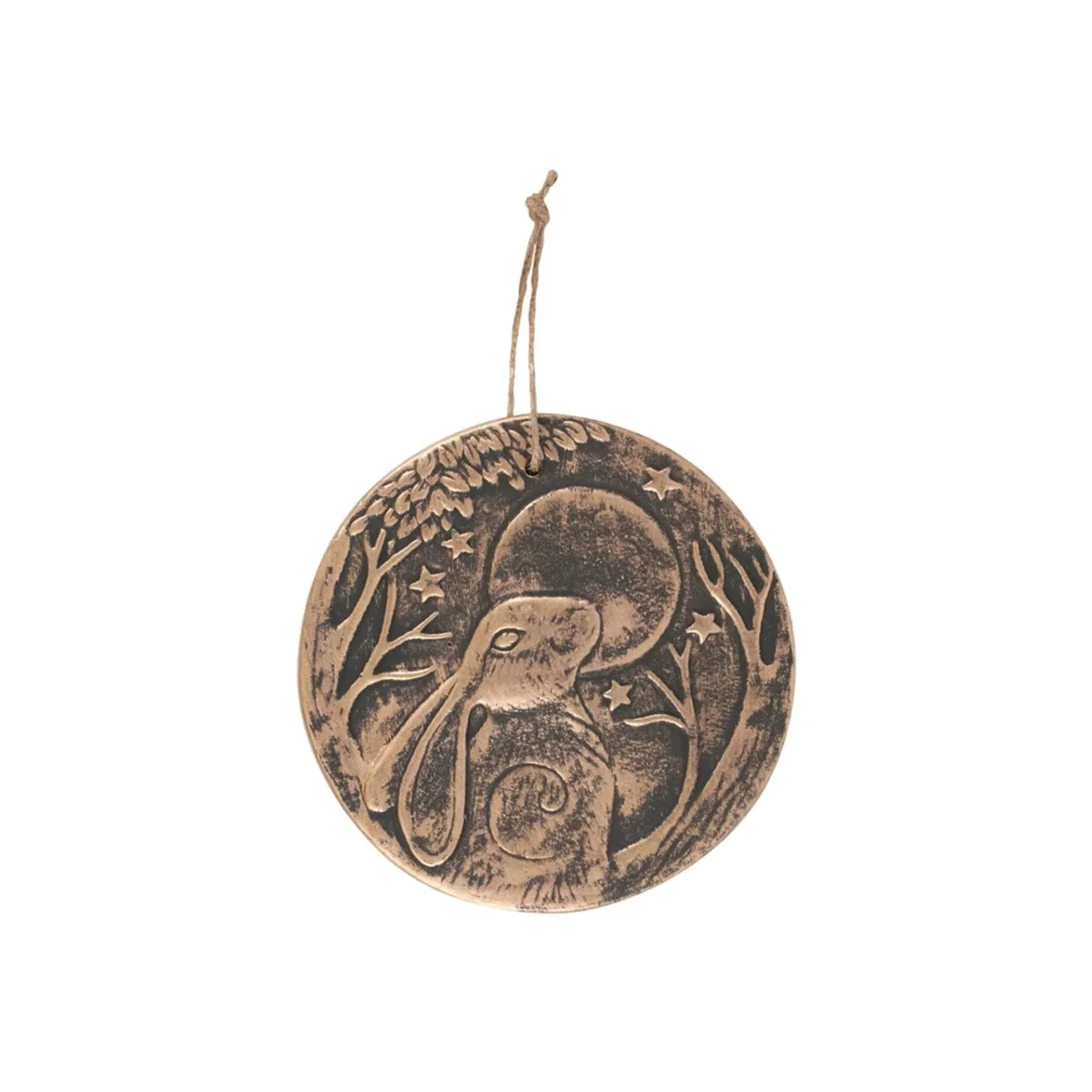 Bronze Terracotta Hare Plaque with Copper Finish & Hanging Loop - Bronze