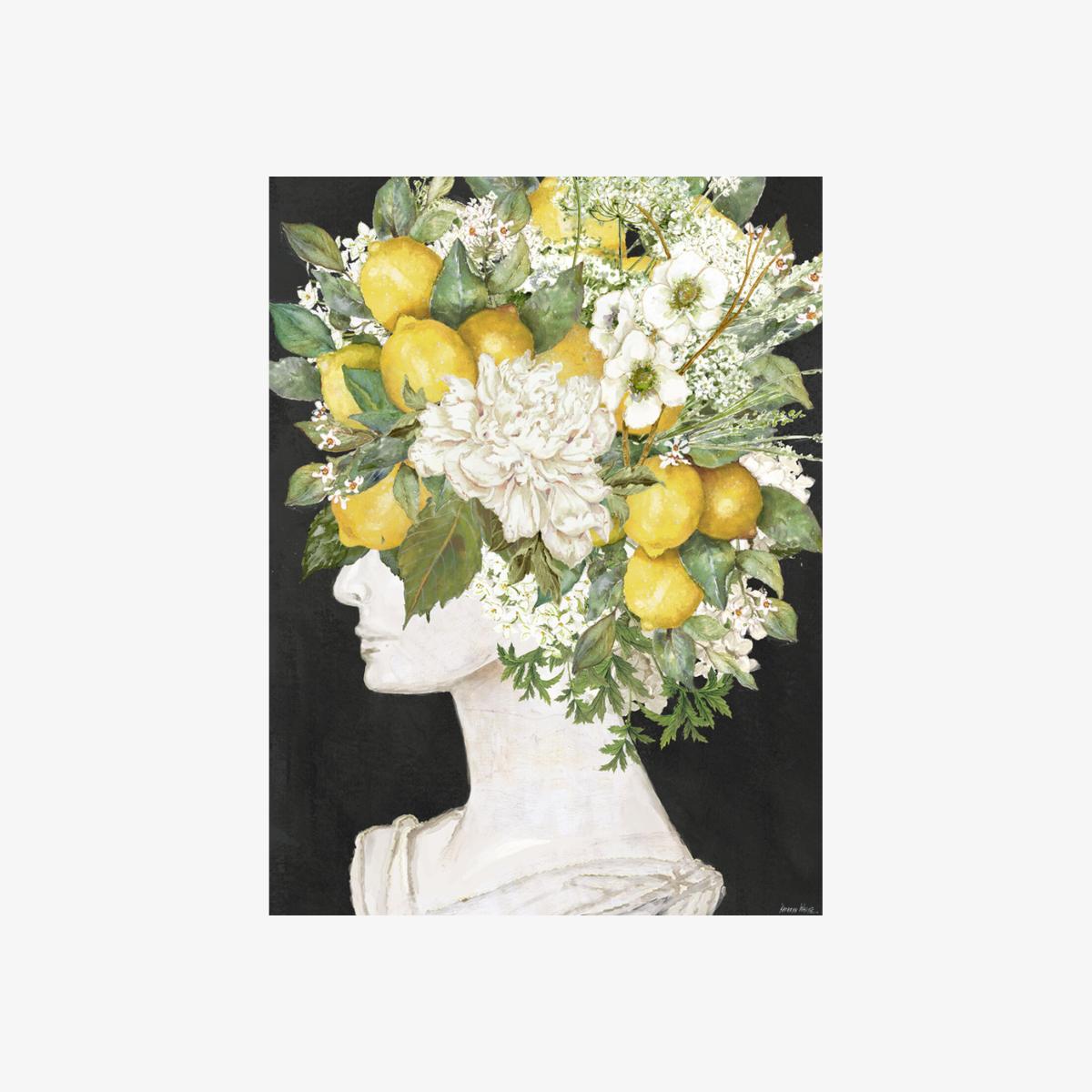 Kathryn White Floral Lemon Bust Canvas