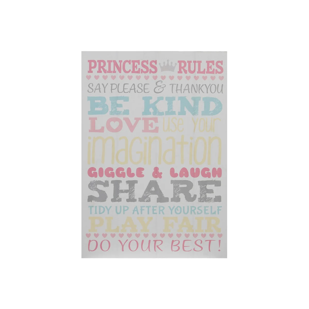 Kids Princess Rules Wall Plaque - Assorted