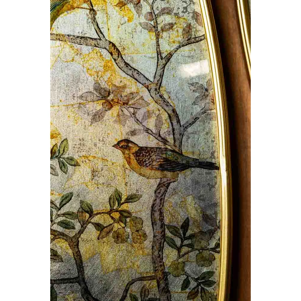 Set of 2 Framed Oval Chinoiserie Wall Hangings – image 4