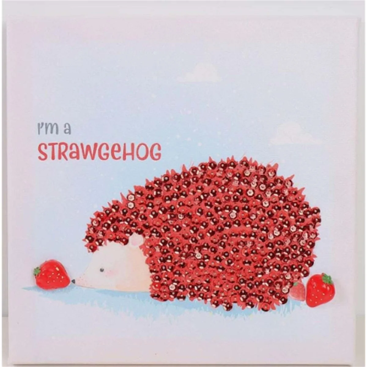 Strawberry Hedgehog Sequin Embroidery Wall Art Kit  - Holographic – image 3